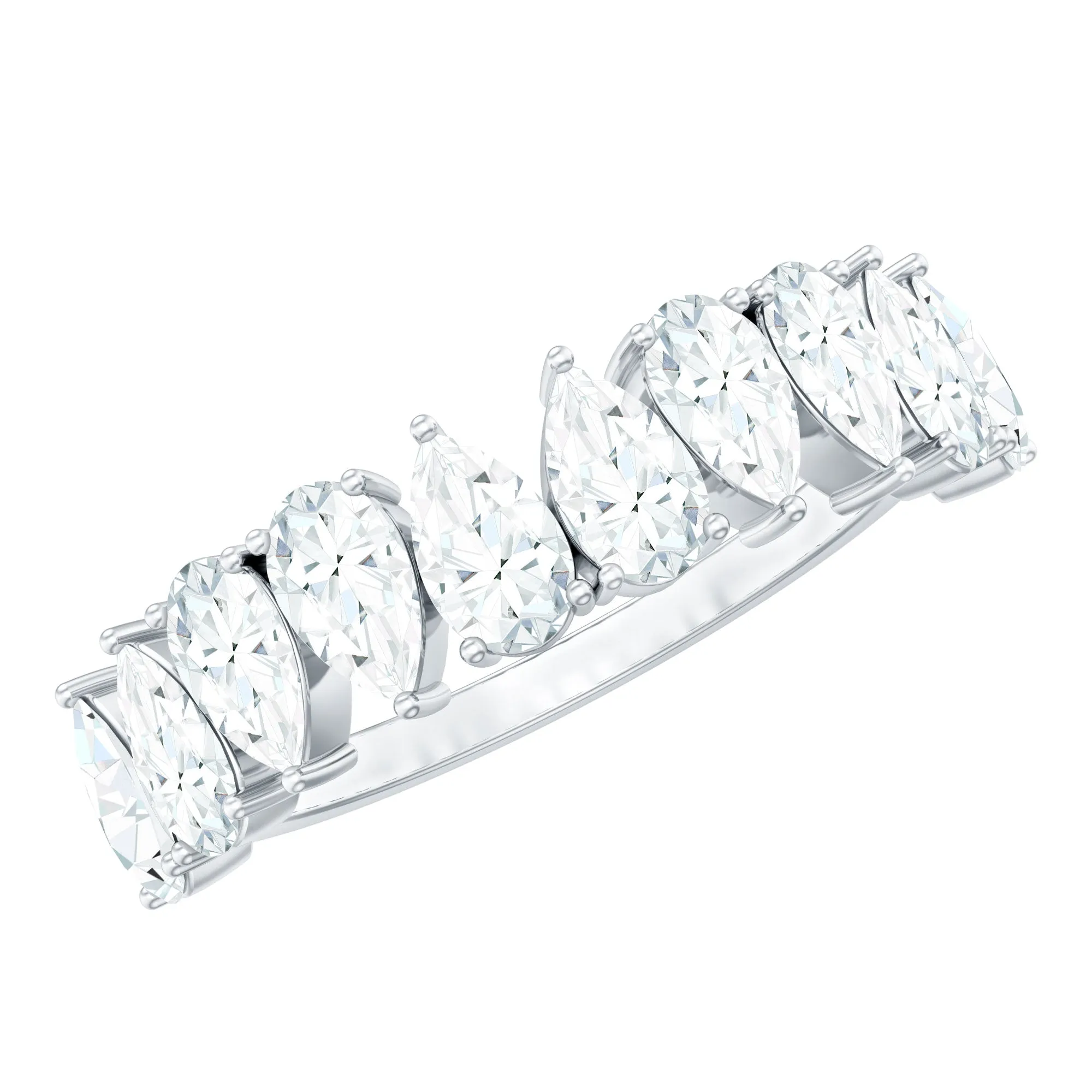 Pear Cut Moissanite Elegant Half Eternity Ring