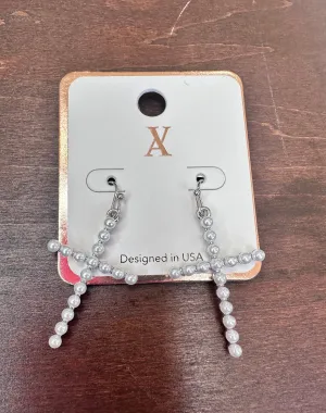 Pearl Cross Earrings