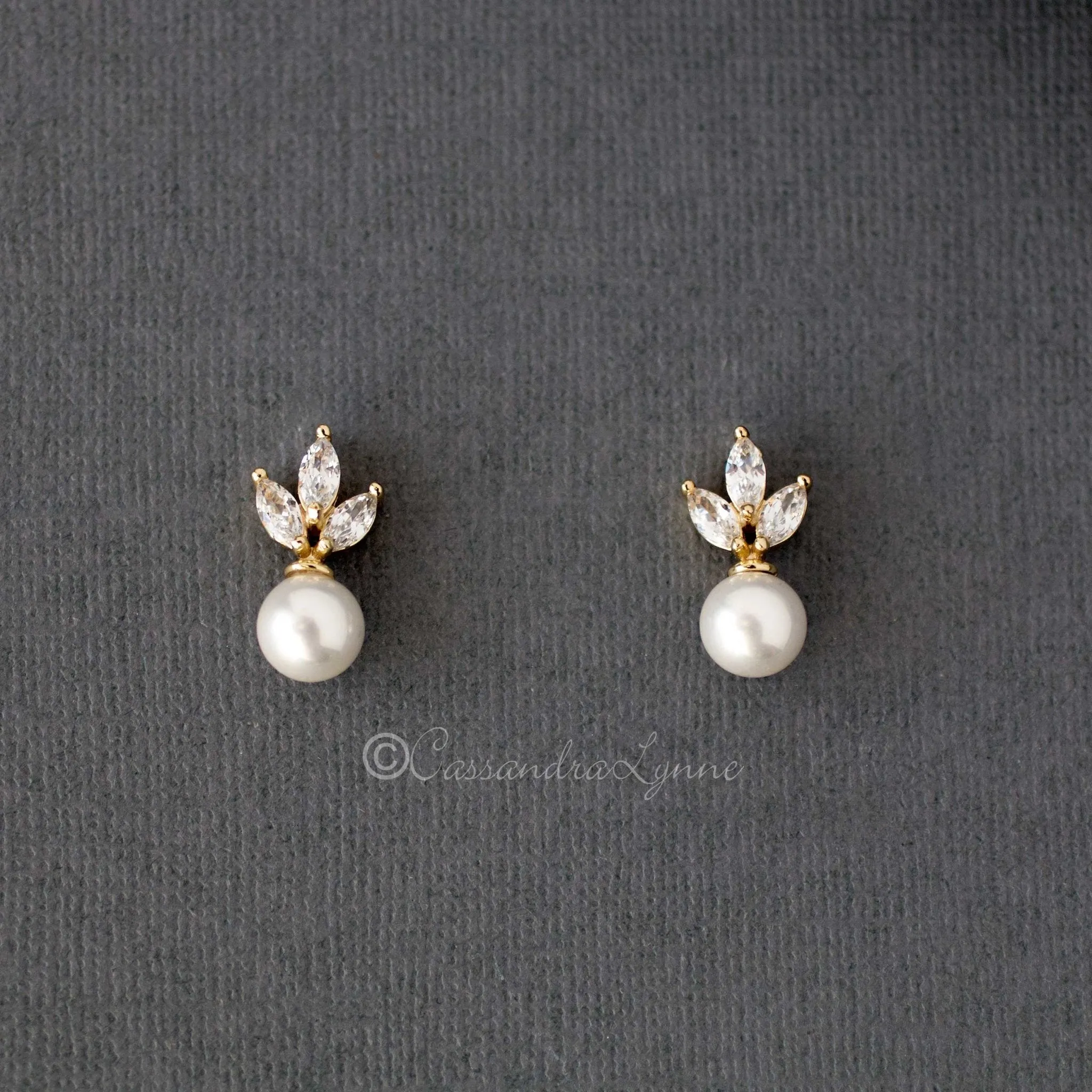 Pearl CZ Stud Earrings