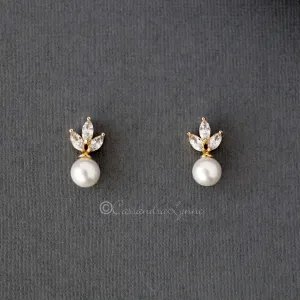 Pearl CZ Stud Earrings