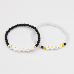 Personalized Game Day Black Onyx or White Jade Bracelet