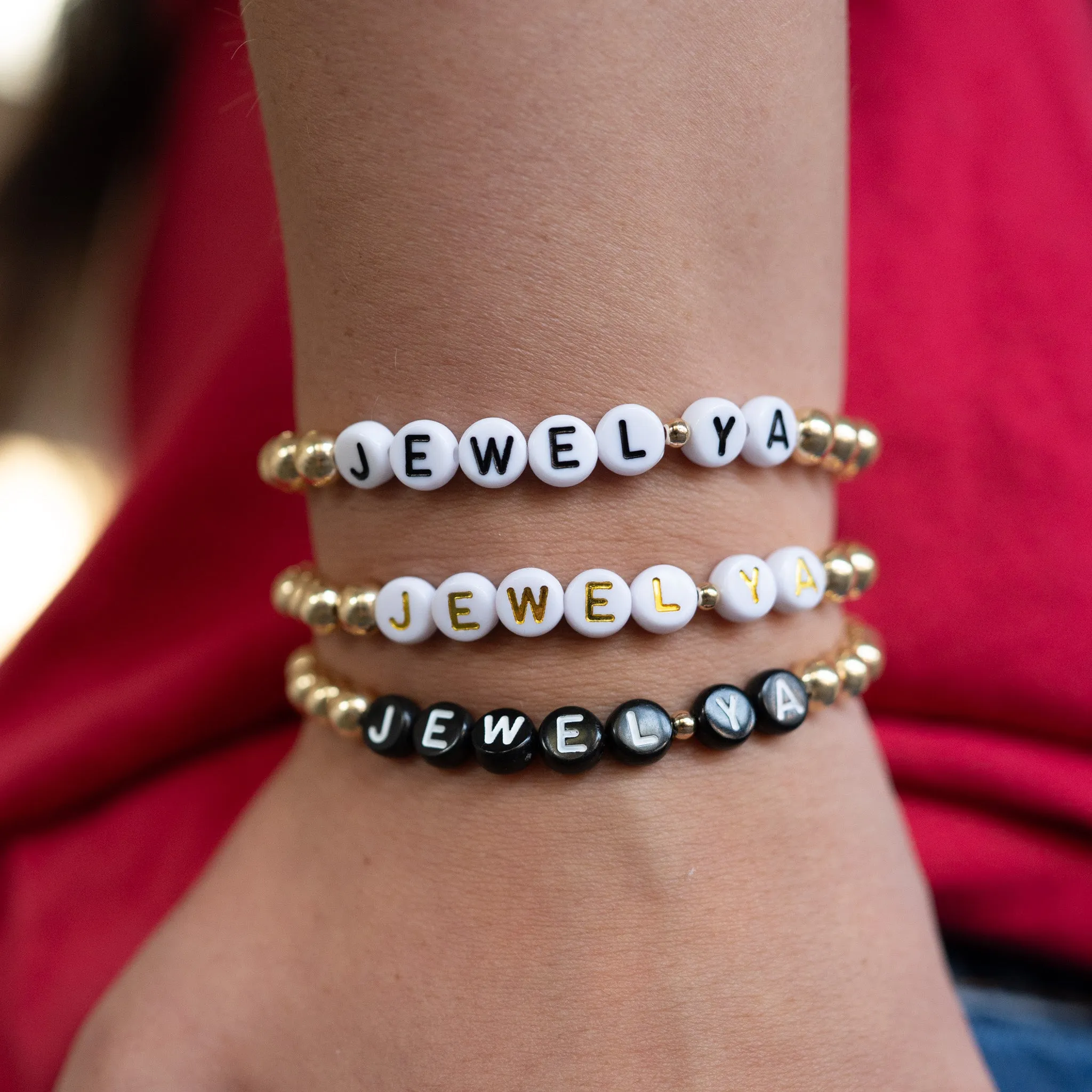 Personalized Game Day Black Onyx or White Jade Bracelet