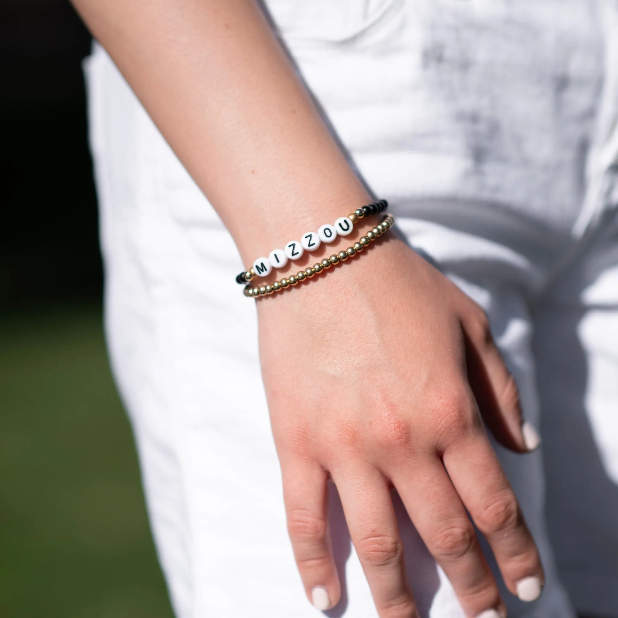 Personalized Game Day Black Onyx or White Jade Bracelet