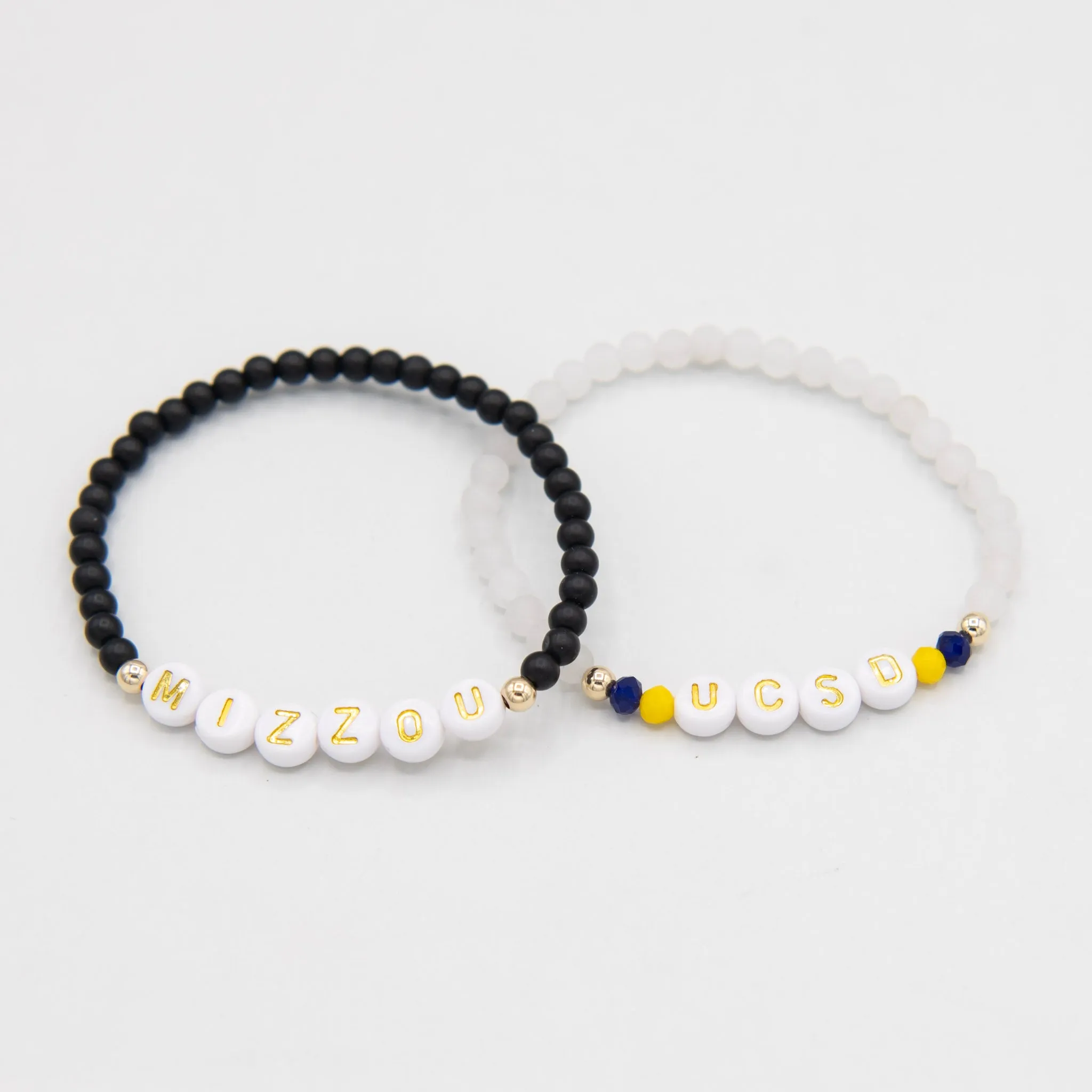 Personalized Game Day Black Onyx or White Jade Bracelet