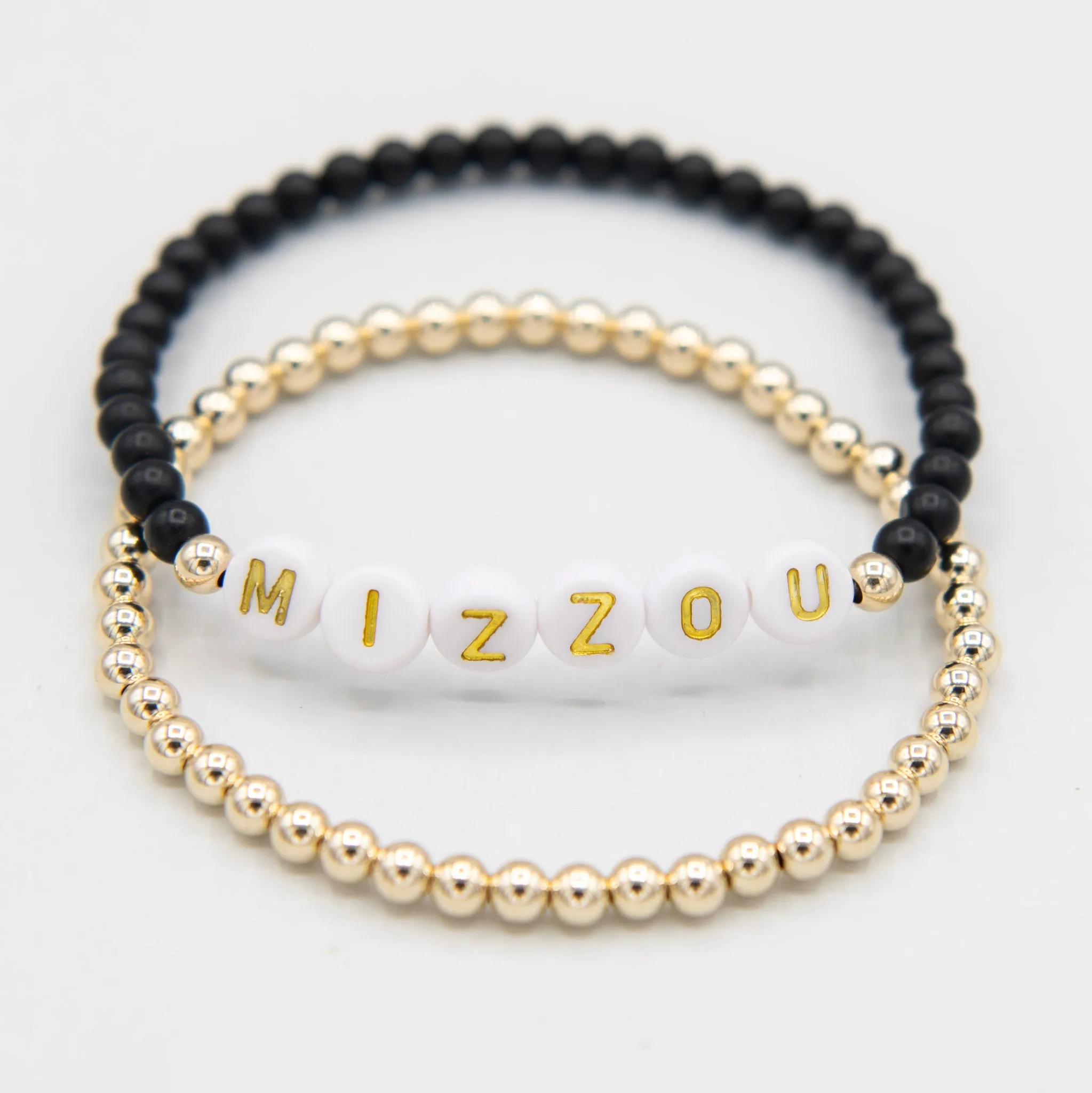 Personalized Game Day Black Onyx or White Jade Bracelet