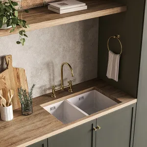 Phoenix 5000 Series 1-3/4 Bowl Quartz Resin Sink 715 x 468mm Matte White