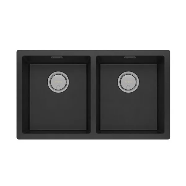Phoenix 5000 Series Double Bowl Quartz Resin Sink 804 x 468mm Matte Black