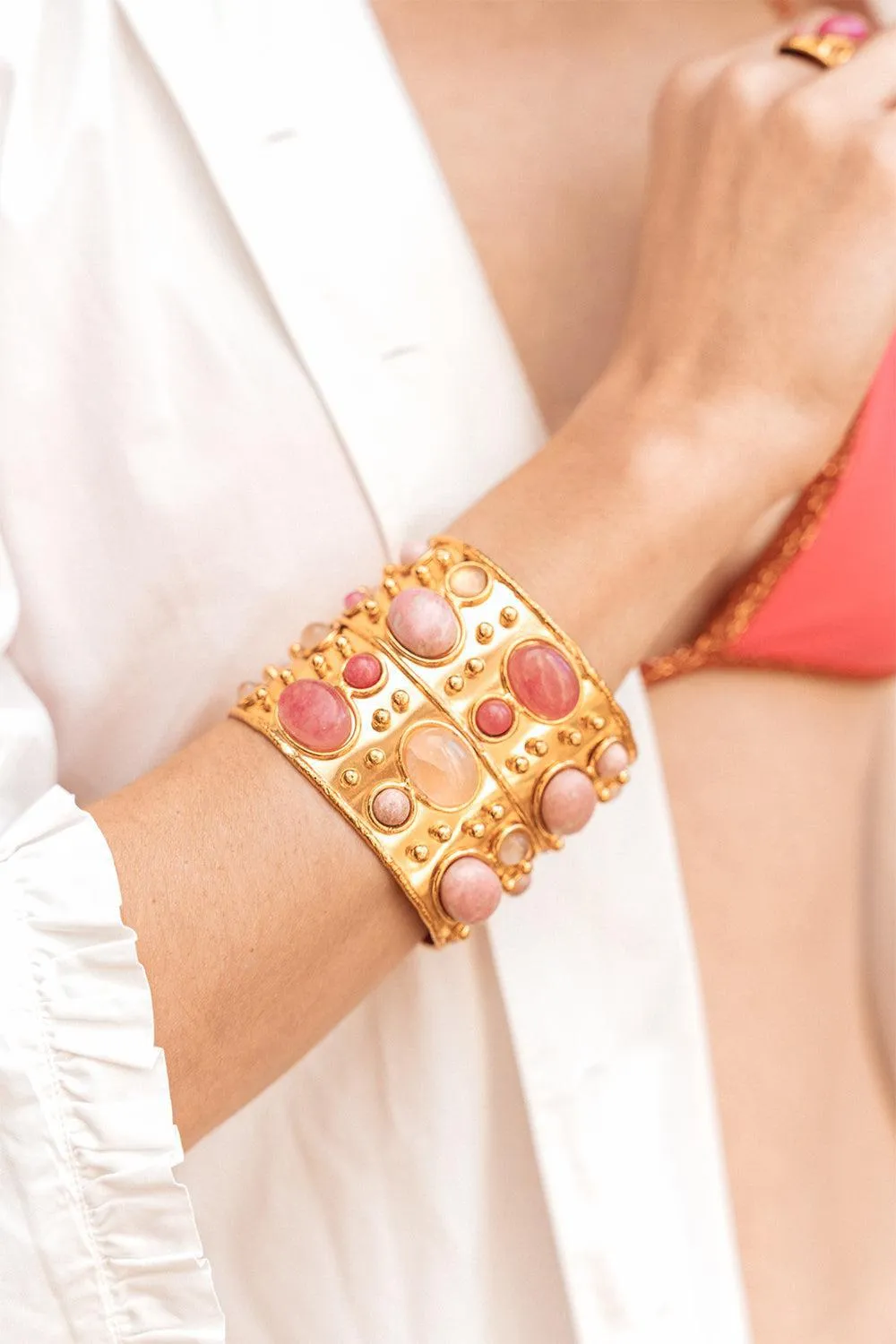 Pink Jade Byzance Cuff Bracelet