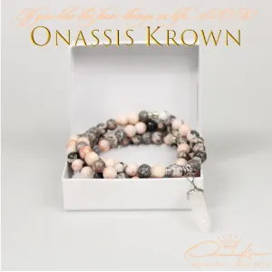 Pink Zebra Jasper Mala Prayer Beads