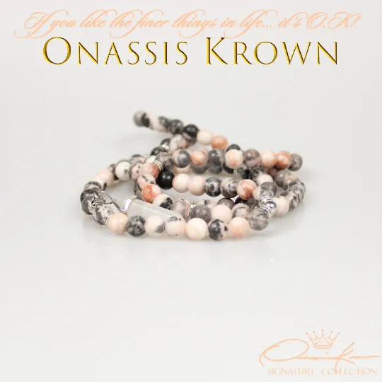 Pink Zebra Jasper Mala Prayer Beads