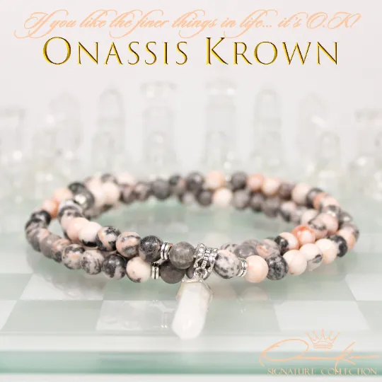 Pink Zebra Jasper Mala Prayer Beads