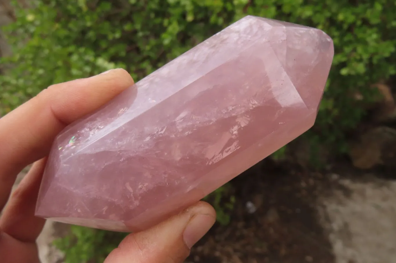 Polished Gemmy Blue and Pink Rose Quartz Double Terminated Points x 5 From Madagascar