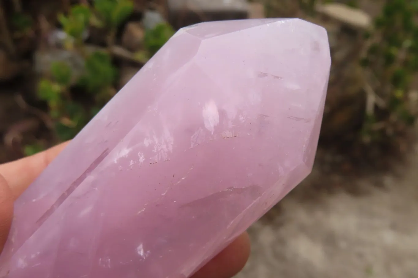 Polished Gemmy Blue and Pink Rose Quartz Double Terminated Points x 5 From Madagascar