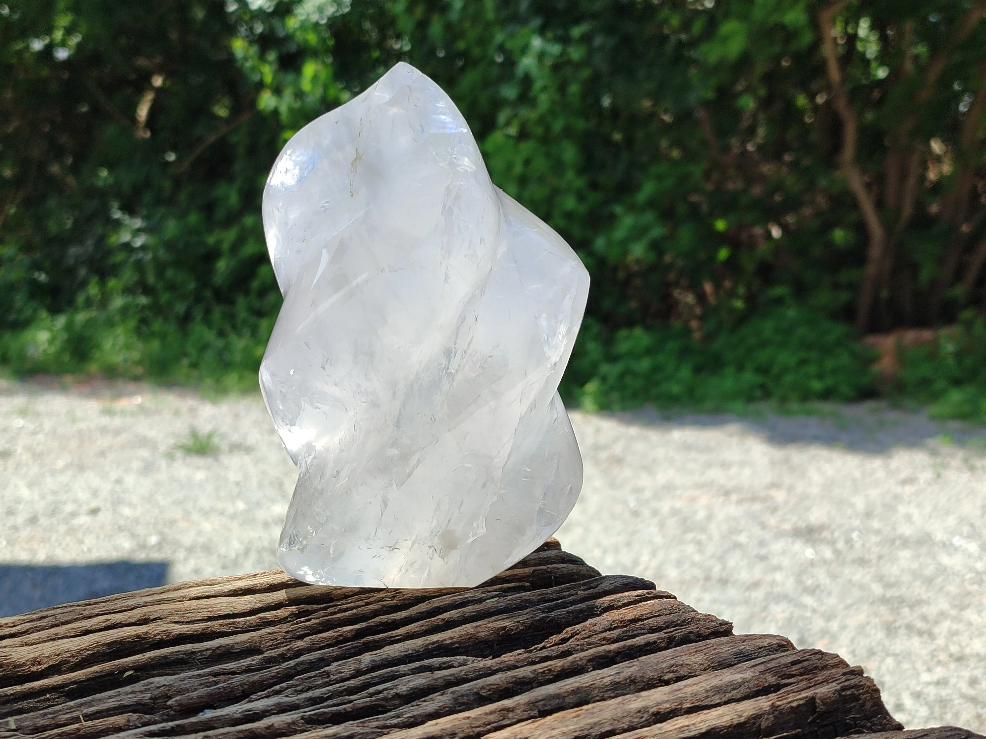Polished Girasol Pearl Quartz Flame Sculpture x 1 From Madagascar