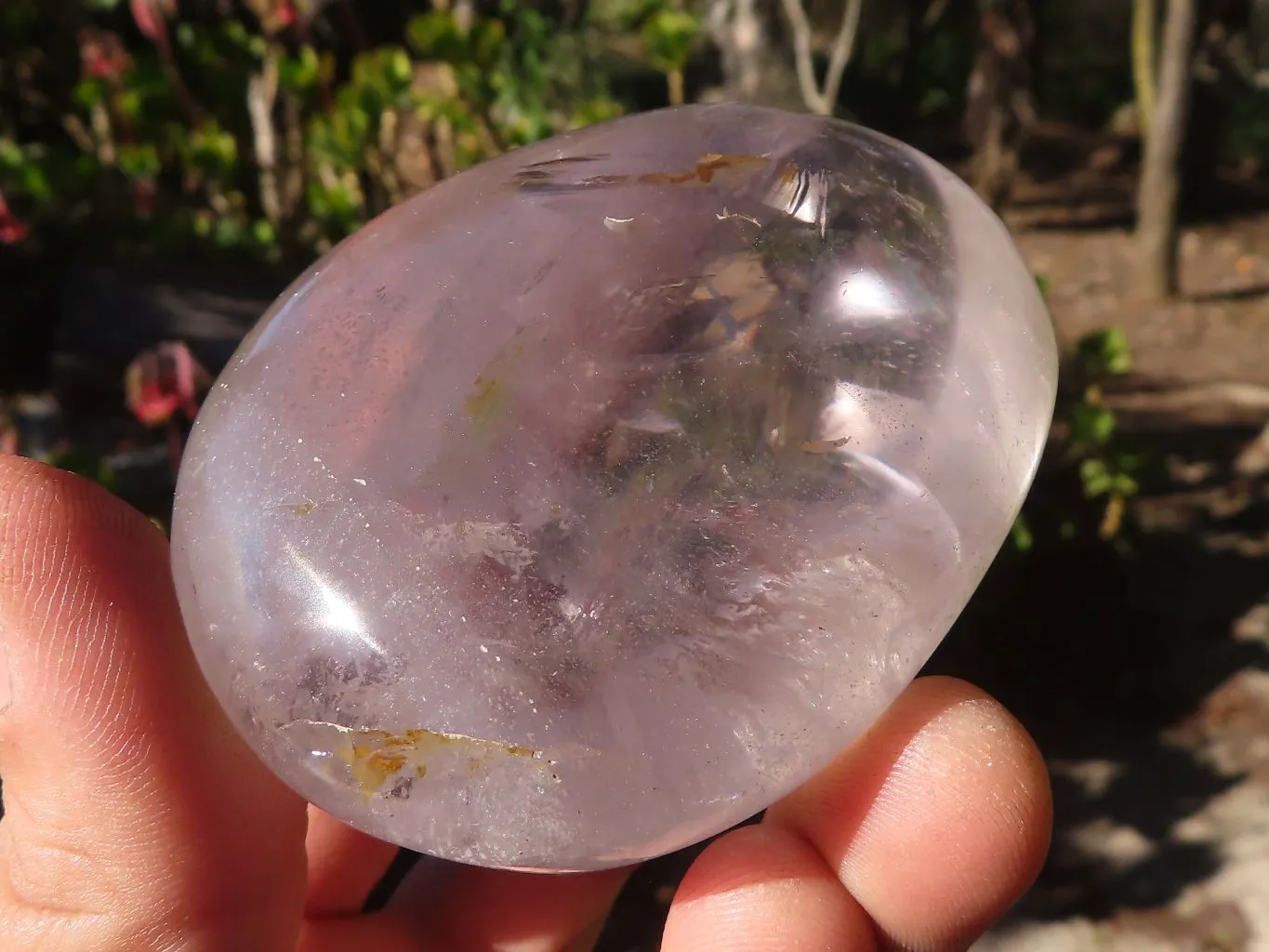 Polished Large Clear Rock Crystal Galet / Palm Stones x 6 From Madagascar