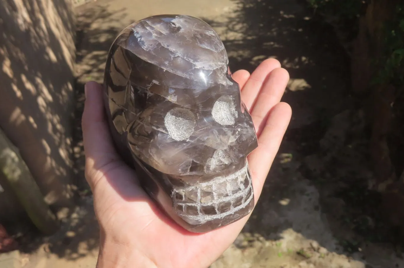 Polished Smokey Quartz Skull Carving x 1 From Madagascar