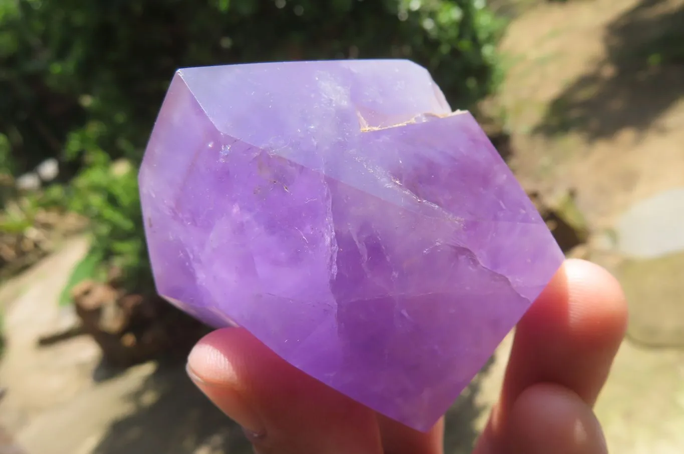 Polished Window Amethyst Quartz Crystals x 2 From Akansobe, Madagascar