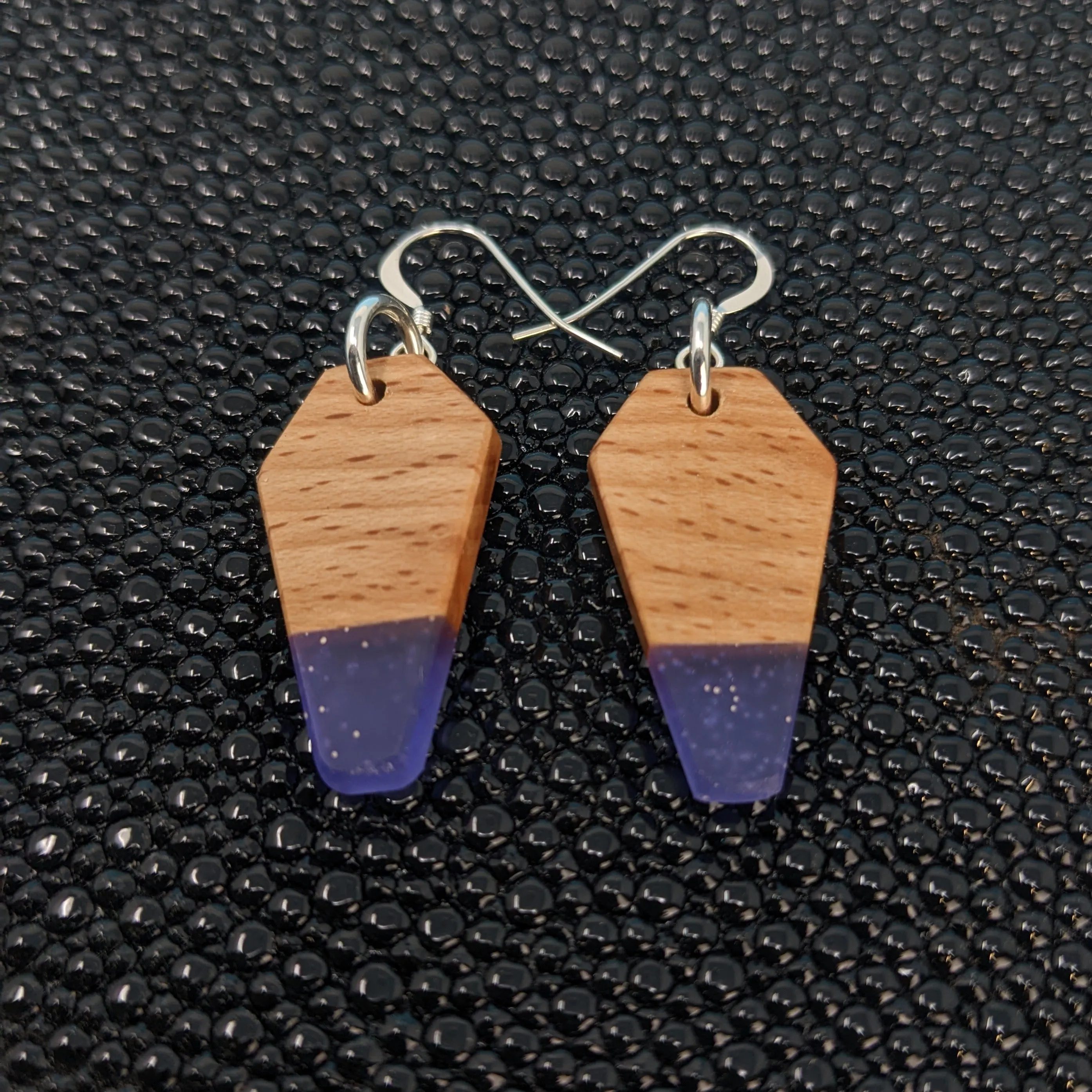 Purple Coffin Dangle Earrings