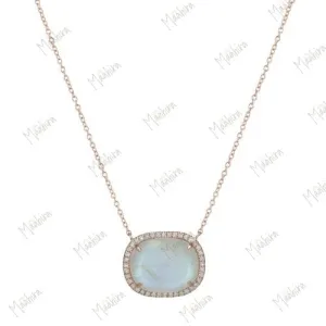Rainbow Moonstone and Diamond Necklace