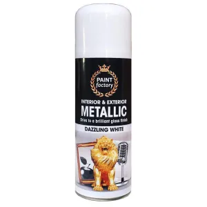 Rapide Paint Factory Interior & Exterior Metallic All Purpose Dazzling White 200ml - Case of 12