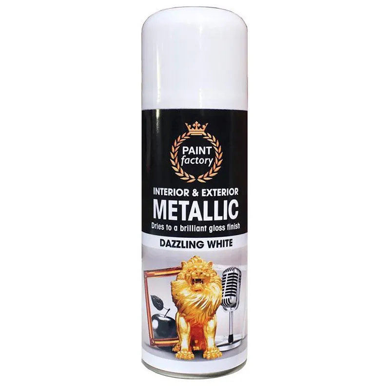 Rapide Paint Factory Interior & Exterior Metallic All Purpose Dazzling White 200ml - Case of 12