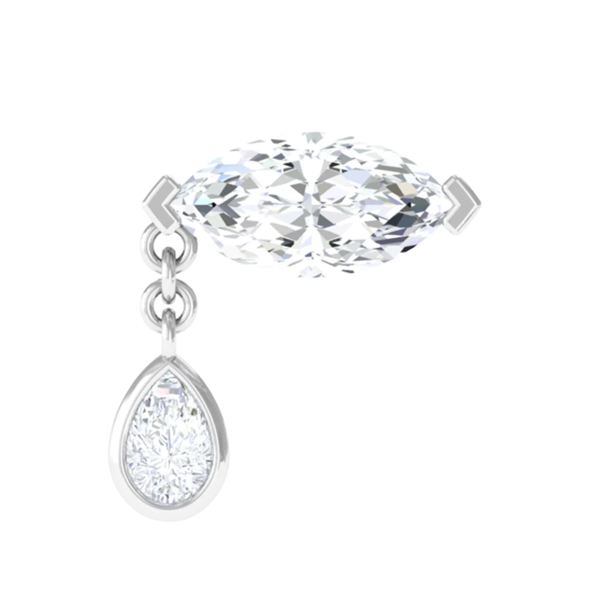 Real Marquise Diamond Cartilage Drop Earring