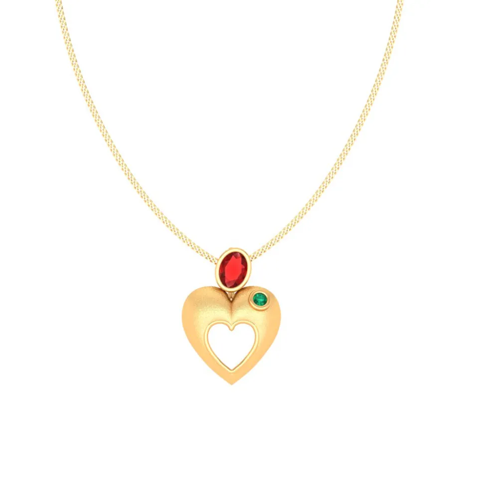 Red And Green Stone Embedded Gold Locket