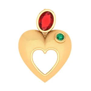 Red And Green Stone Embedded Gold Locket