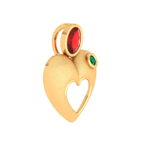 Red And Green Stone Embedded Gold Locket
