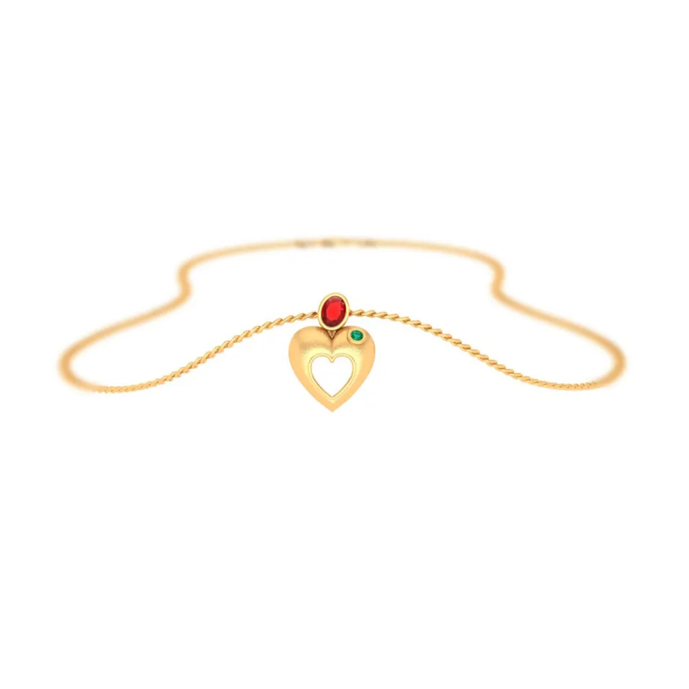 Red And Green Stone Embedded Gold Locket