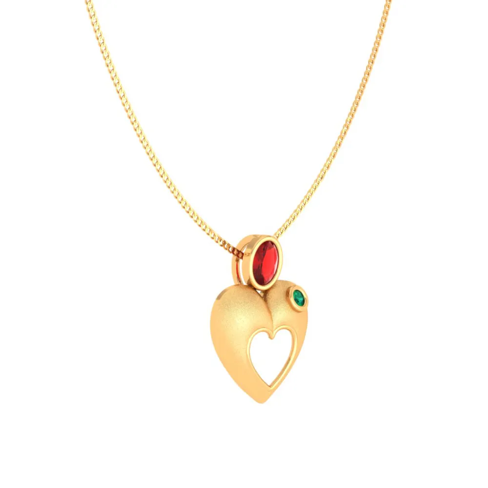 Red And Green Stone Embedded Gold Locket