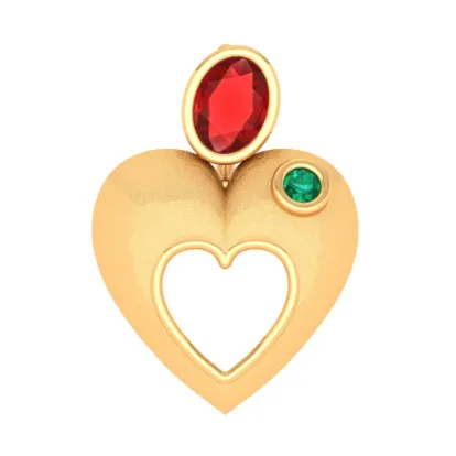 Red And Green Stone Embedded Gold Locket