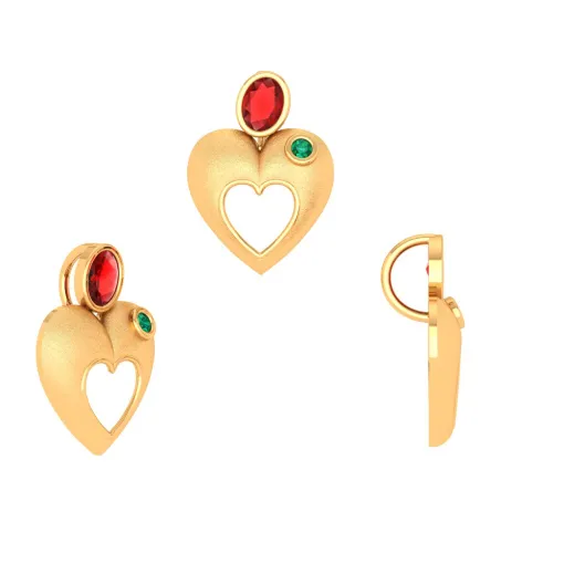 Red And Green Stone Embedded Gold Locket