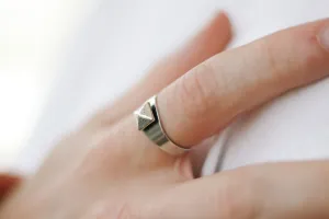 Ring for men, pyramid ring, diamond shape ring, silver men's ring, gift for him, adjustable ring, minimalist mens jewelry, stacking ring