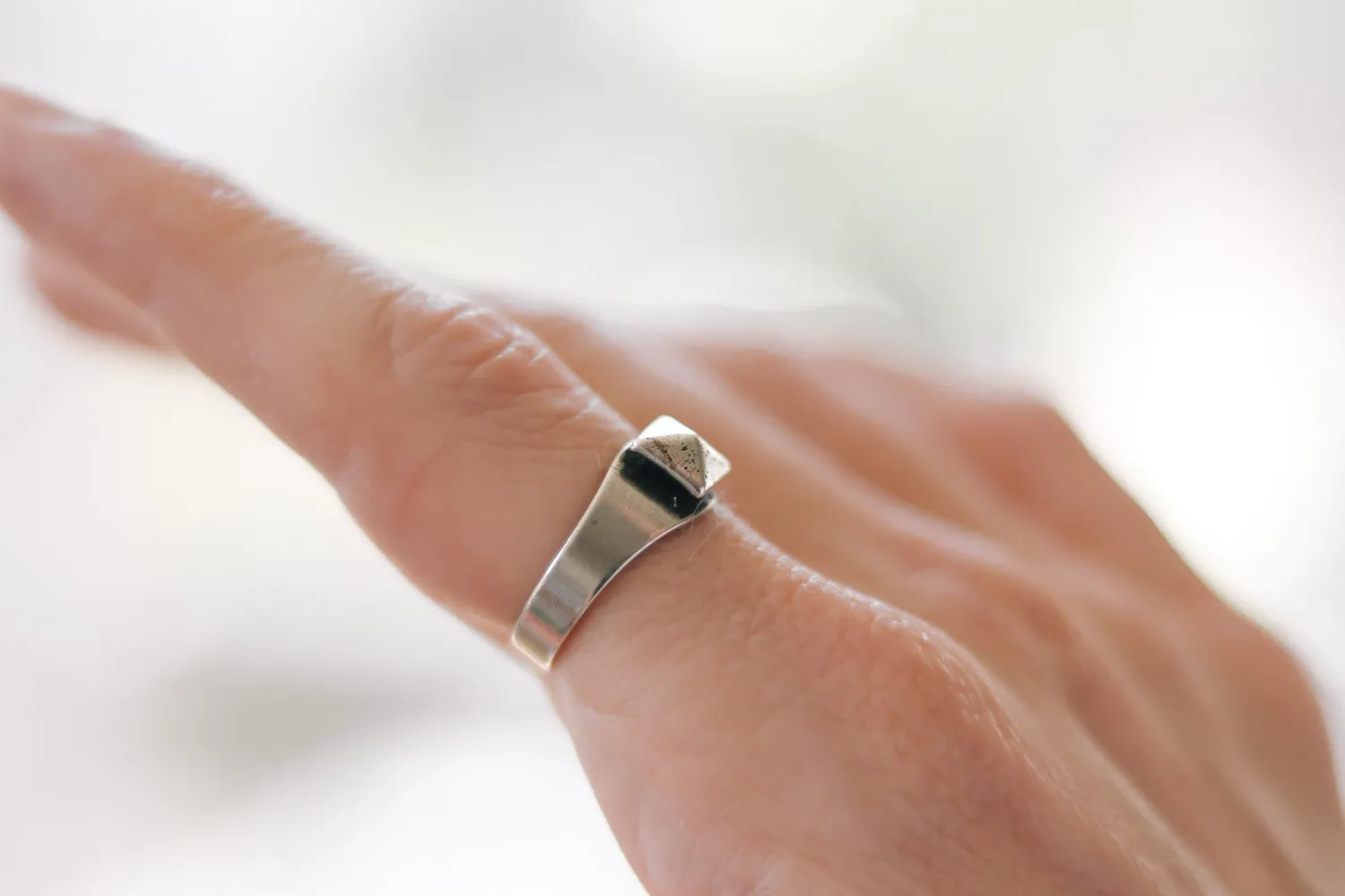 Ring for men, pyramid ring, diamond shape ring, silver men's ring, gift for him, adjustable ring, minimalist mens jewelry, stacking ring