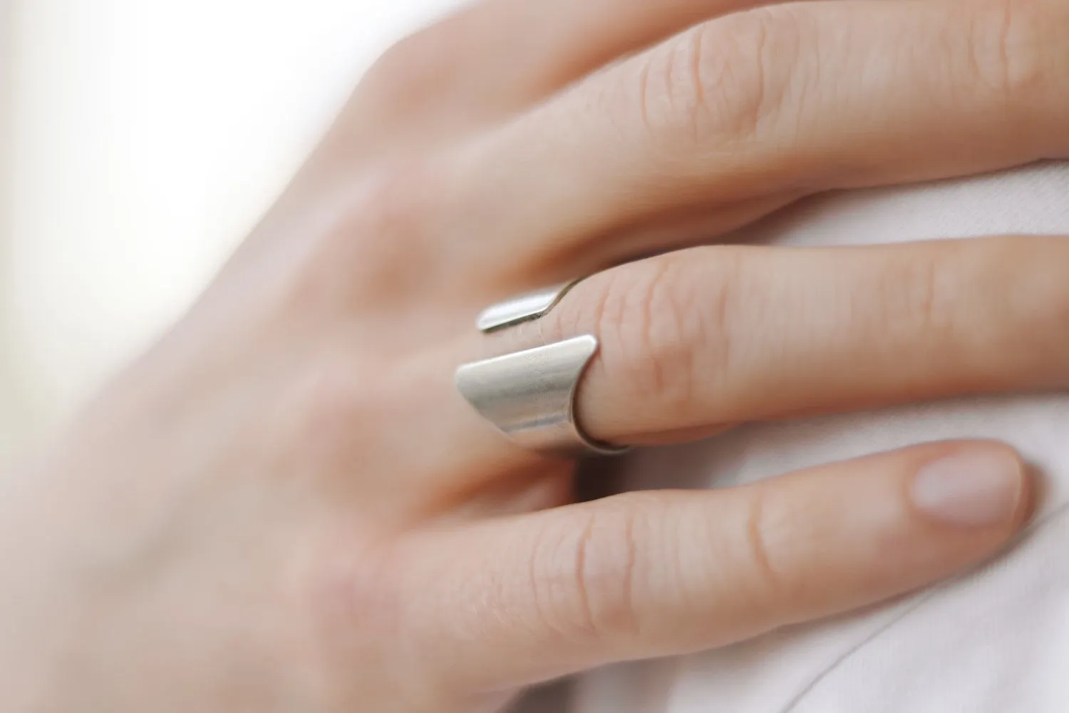 Ring for men, silver front open ring, men's asymmetric ring, gift for him, adjustable ring, wrapped ring, minimalist mens jewelry, cuff ring