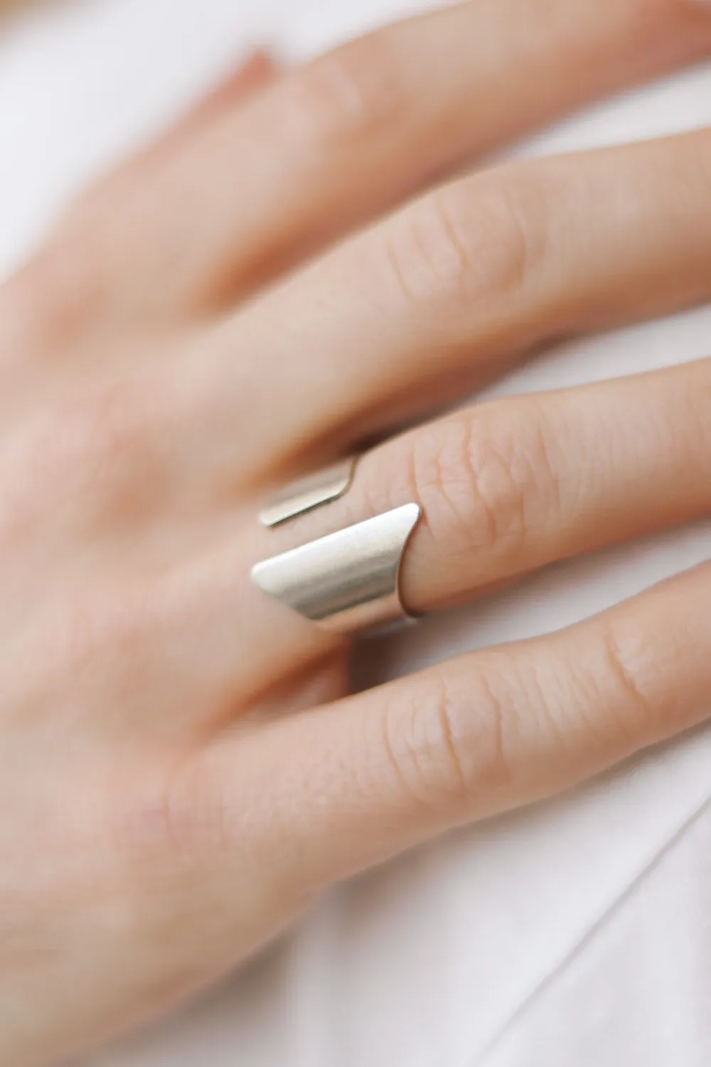 Ring for men, silver front open ring, men's asymmetric ring, gift for him, adjustable ring, wrapped ring, minimalist mens jewelry, cuff ring