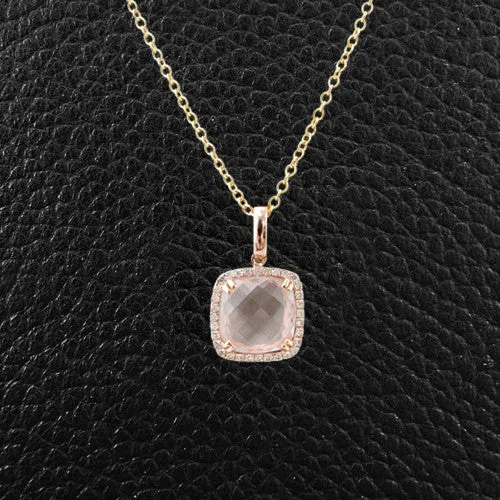 Rose Quartz & Diamond Pendant
