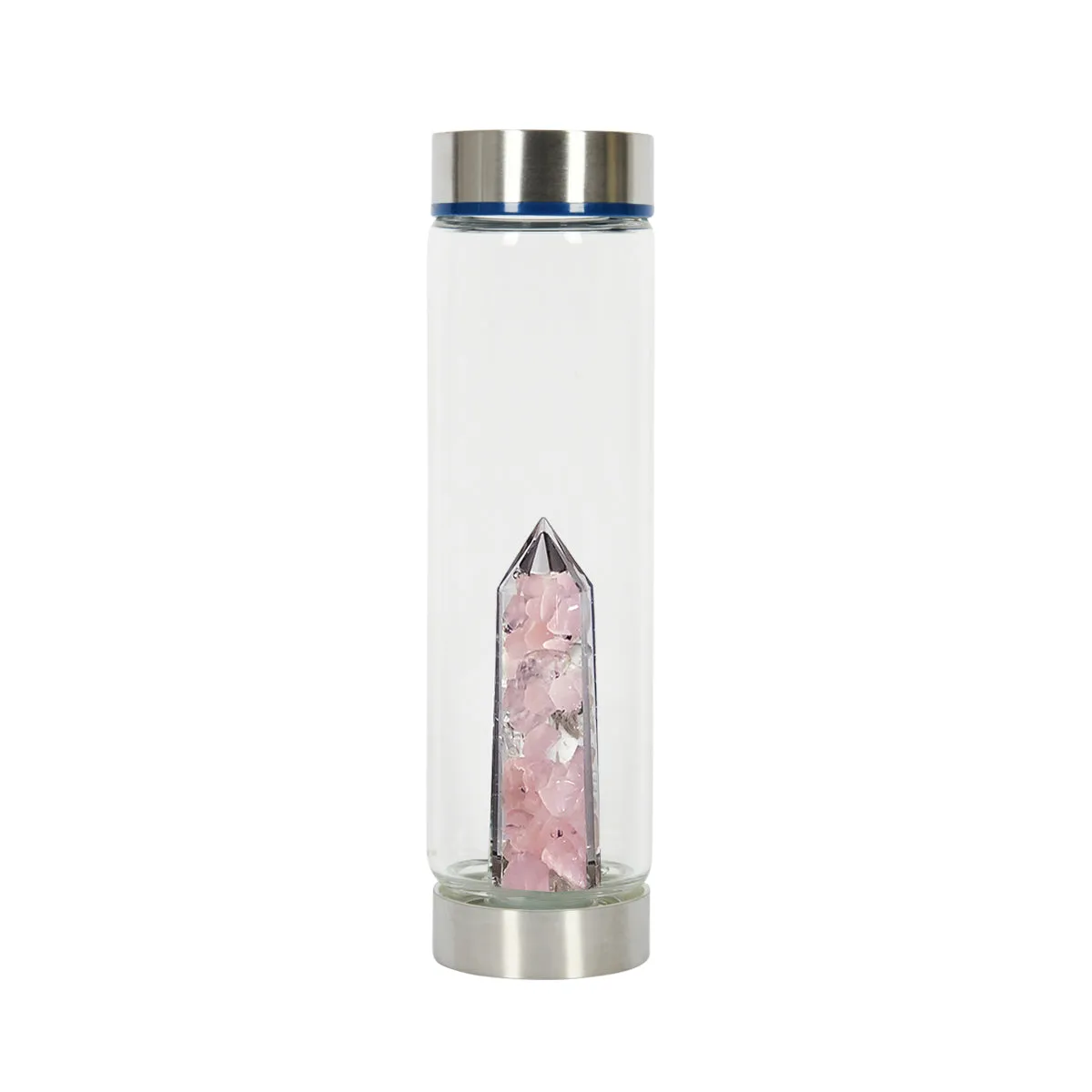 Rose Quartz and Rock Crystal Drinking Bottle