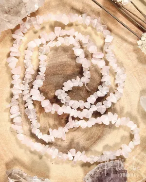 Rose Quartz Chip Necklace 36"