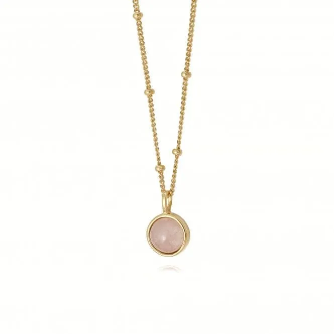 Rose Quartz Healing Stone 18ct Gold Plate Necklace HN1005_GP