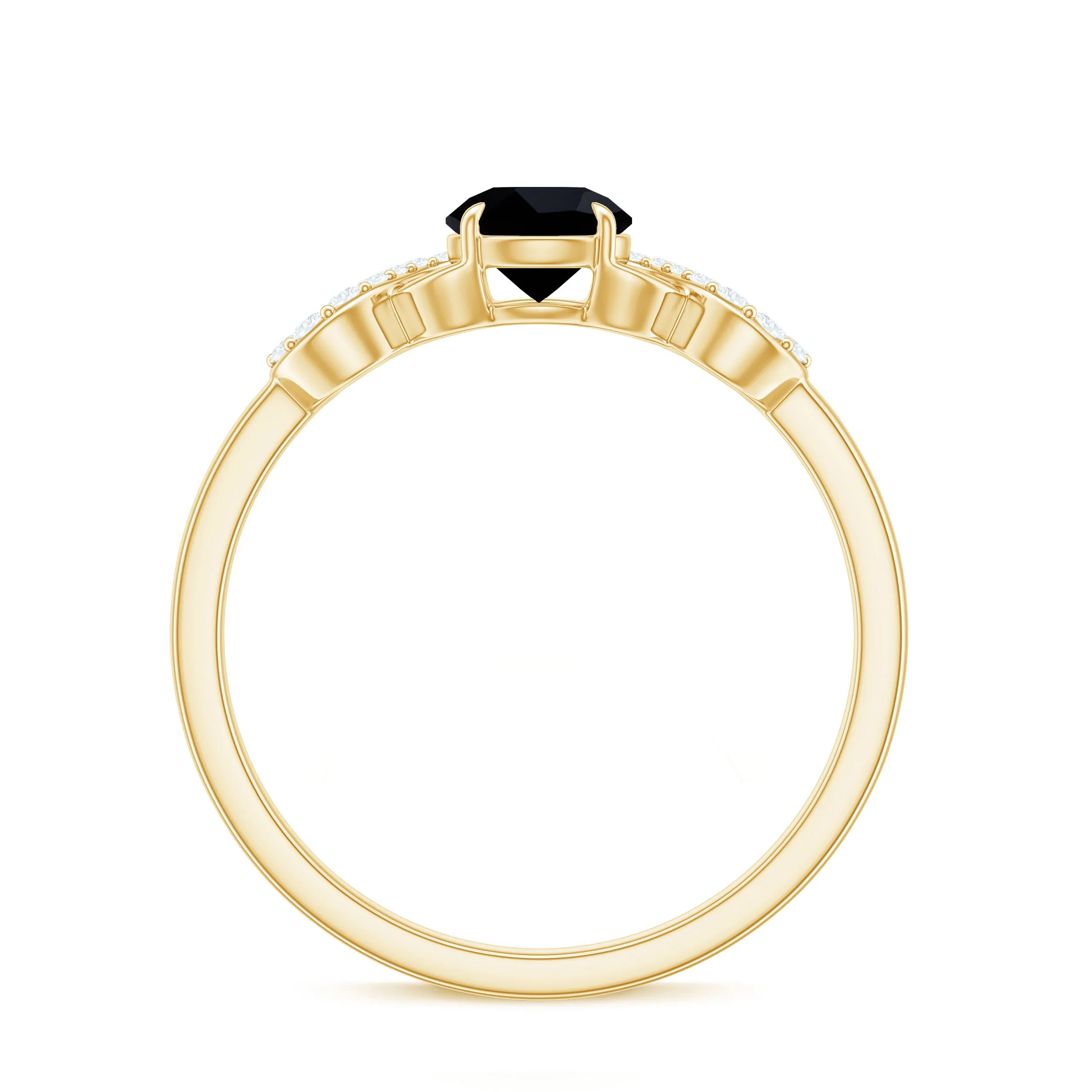 Round Shape Created Black Diamond and Diamond Infinity Engagement Ring