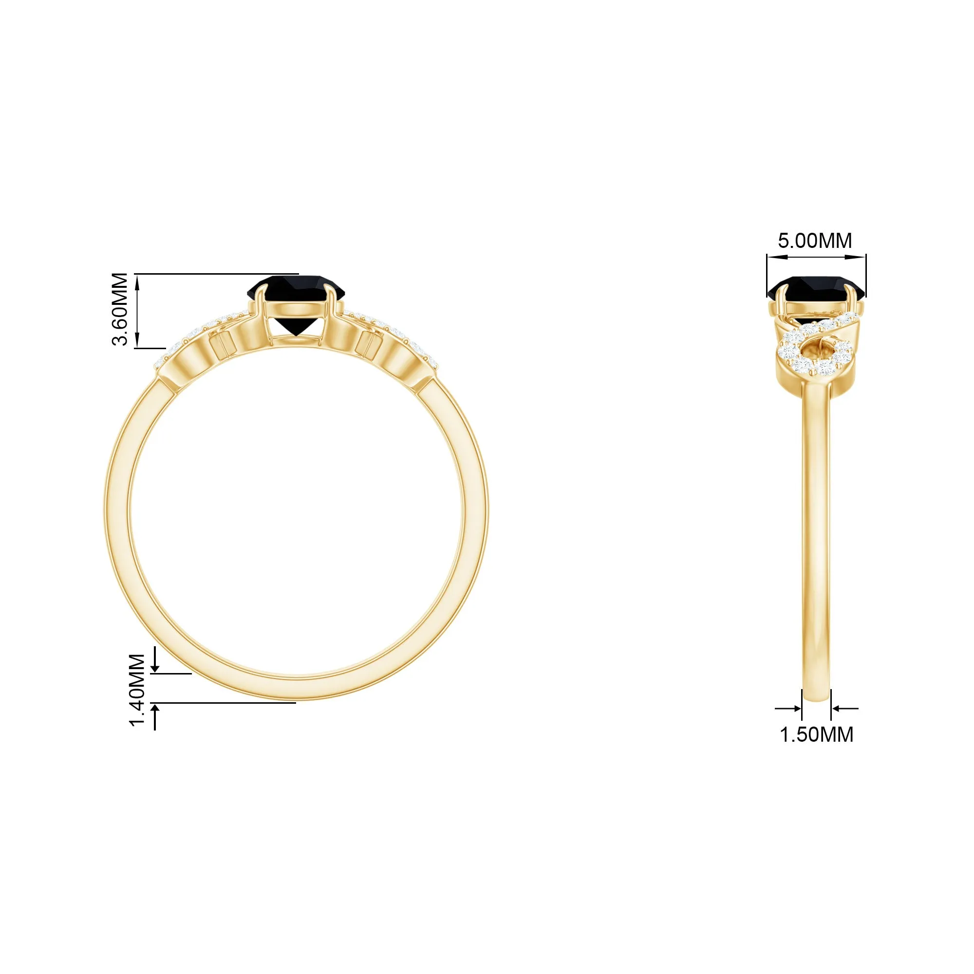 Round Shape Created Black Diamond and Diamond Infinity Engagement Ring