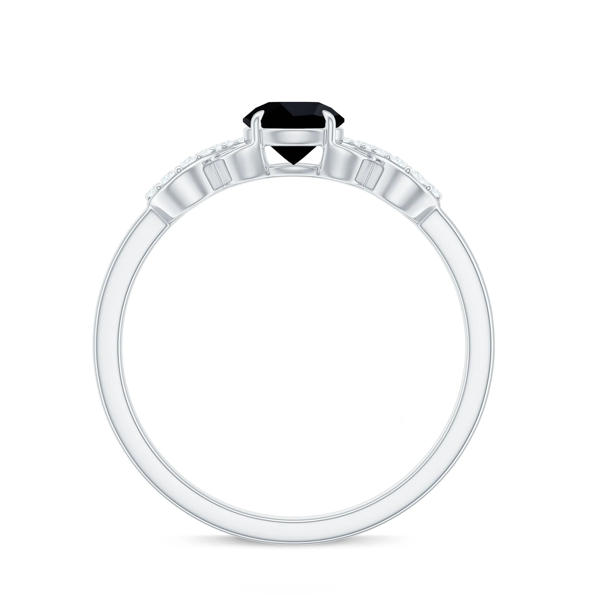 Round Shape Created Black Diamond and Diamond Infinity Engagement Ring