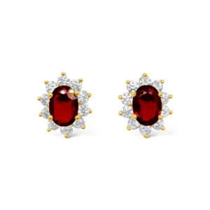Ruby & Diamond Halo Stud Earrings