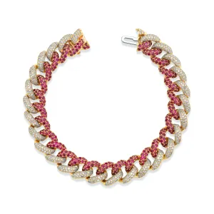 RUBY & DIAMOND PAVE TWO-TONE ESSENTIAL LINK BRACELET