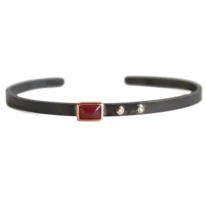 Ruby & Diamond Rhodium Plated Cuff