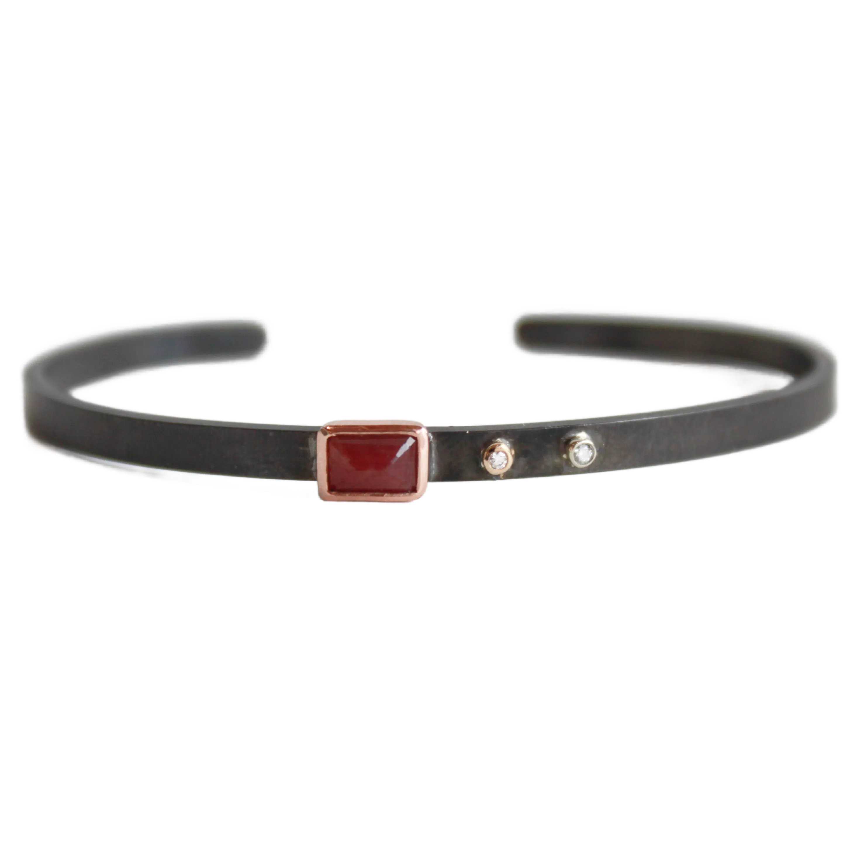 Ruby & Diamond Rhodium Plated Cuff