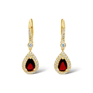 Ruby & Pavé Diamond Drop Earrings