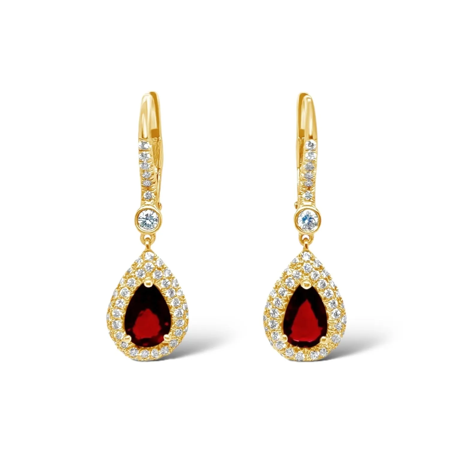 Ruby & Pavé Diamond Drop Earrings